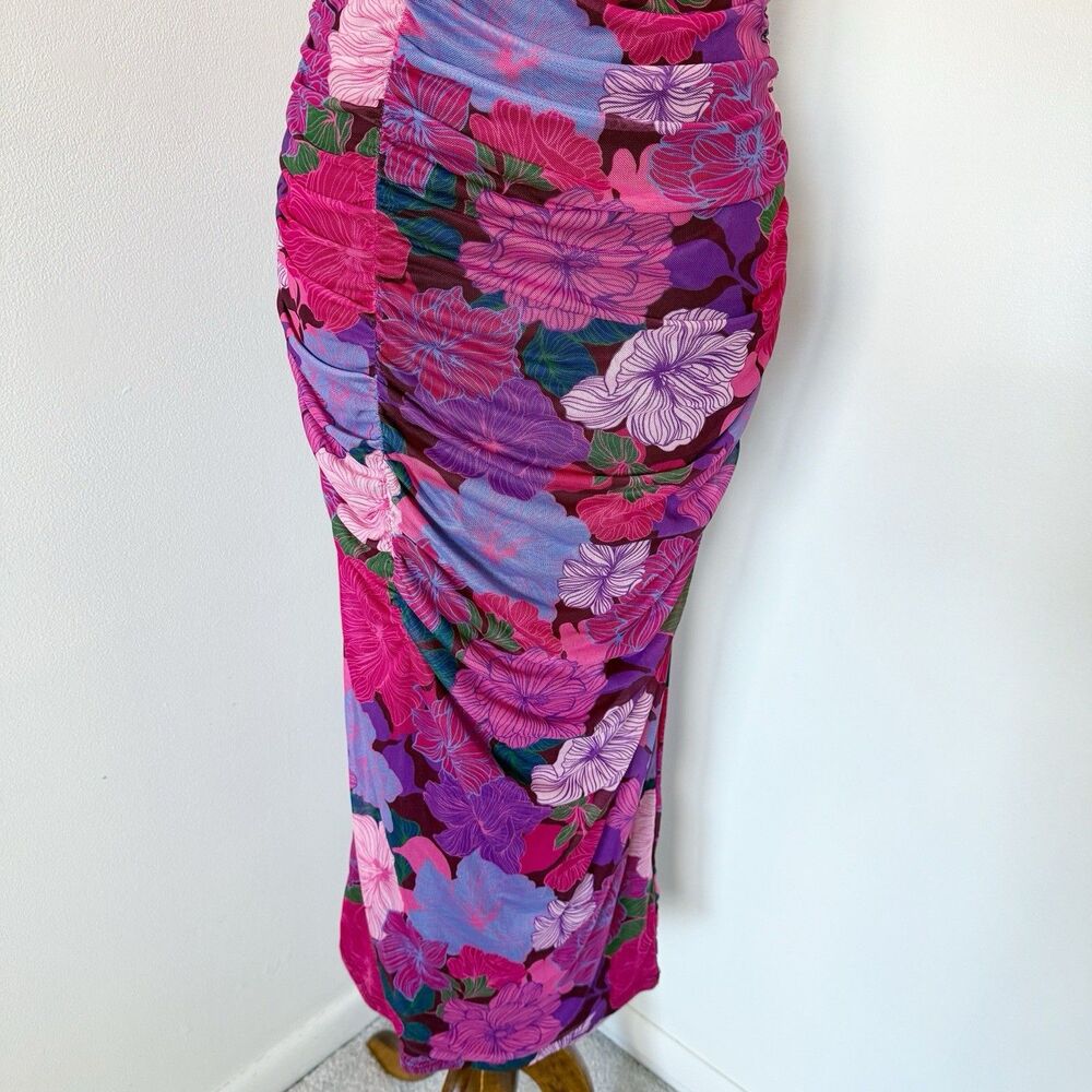NEW NWT MINKPINK Women's Lexie Mesh Midi Dress Sleeveless Ruched Stretch S Small - Picture 14 of 16